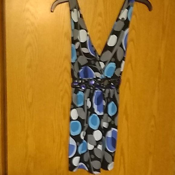 Blue and black beaded tank top - Picture 1 of 2